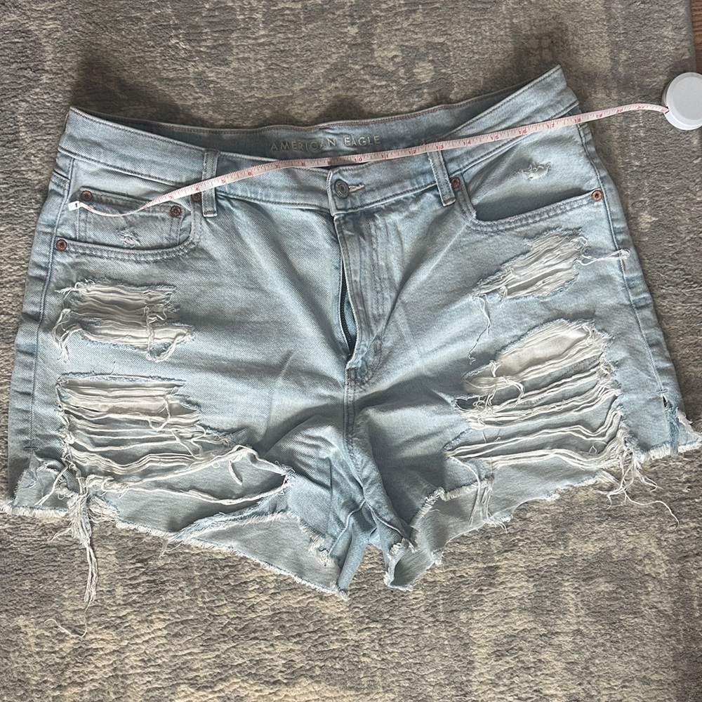 American Eagle Outfitters Light Blue Ripped Jean Shorts